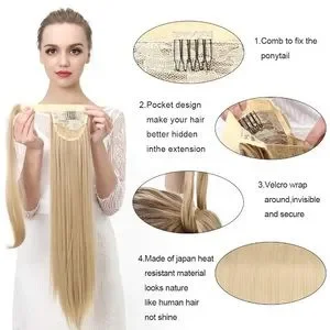 - ✨24” #613 BLEACH BLONDE STRAIGHT CLIPON PONYTAIL Amazon.com: 24 Inch Long Braided Ponytail Color 613 Blonde  main image 4